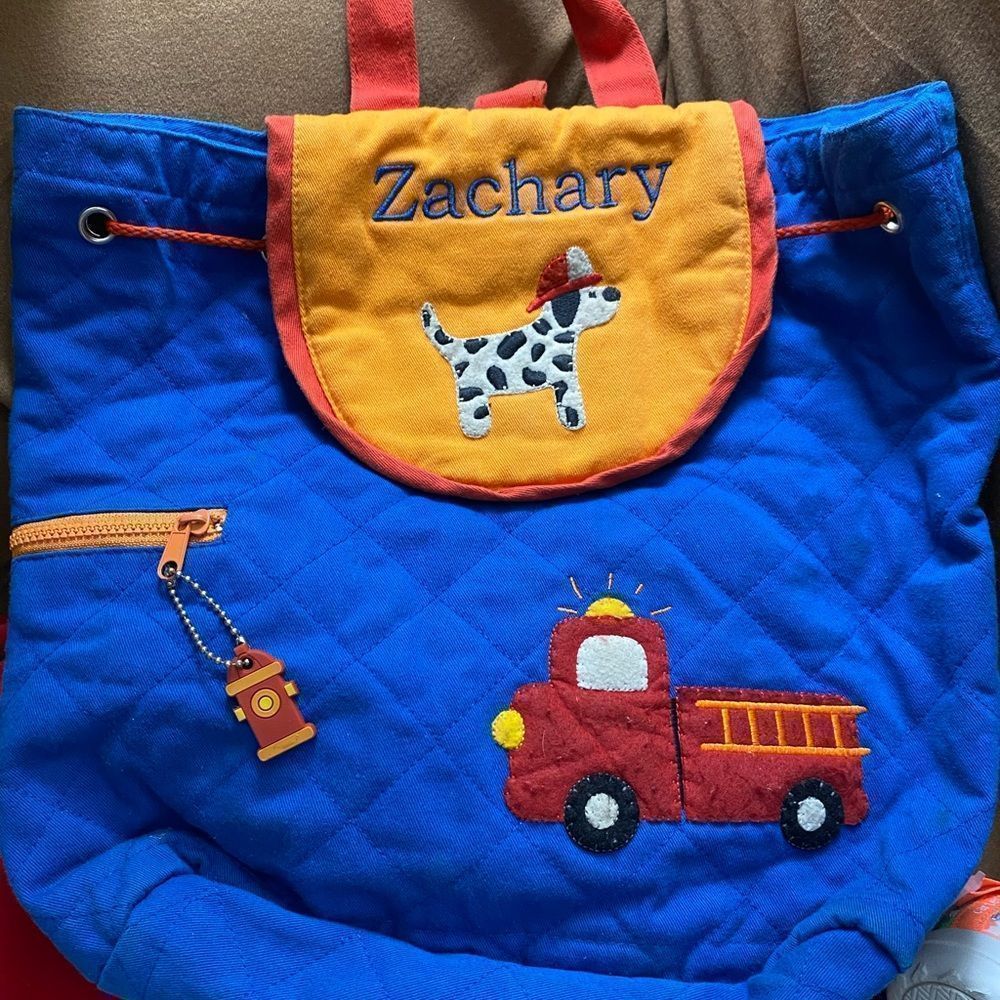 STEPHEN Joseph Firetruck Drawstring Backpack - Picture 2 of 6